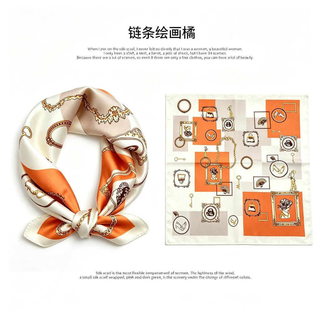 [111 Mulberry Silk] Spring and Autumn Versatile Colorful Scarf Small Scarf Silk Scarf 11cm Small Square Scarf Women