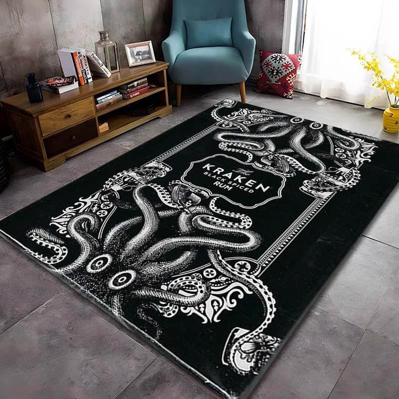 Spiced Rum Kraken-Black Pattern Carpets Bedroom Play Mats Bedroom Decor Carpet Livingroom Rug Crawl Mat Christmas Gift Rug
