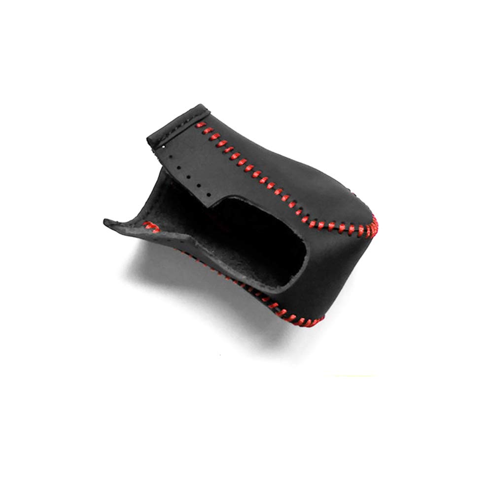 Gear Shift Knob Cover Black Leather + Red Stitch for Honda AT Car