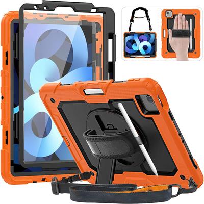 Nárazuvzdorné pouzdro Kickstand pro iPad Air 4 Air 5 10.9 2022 Kryt držáku na tužky 10. generace + chránič obrazovky PET + popruh přes rameno