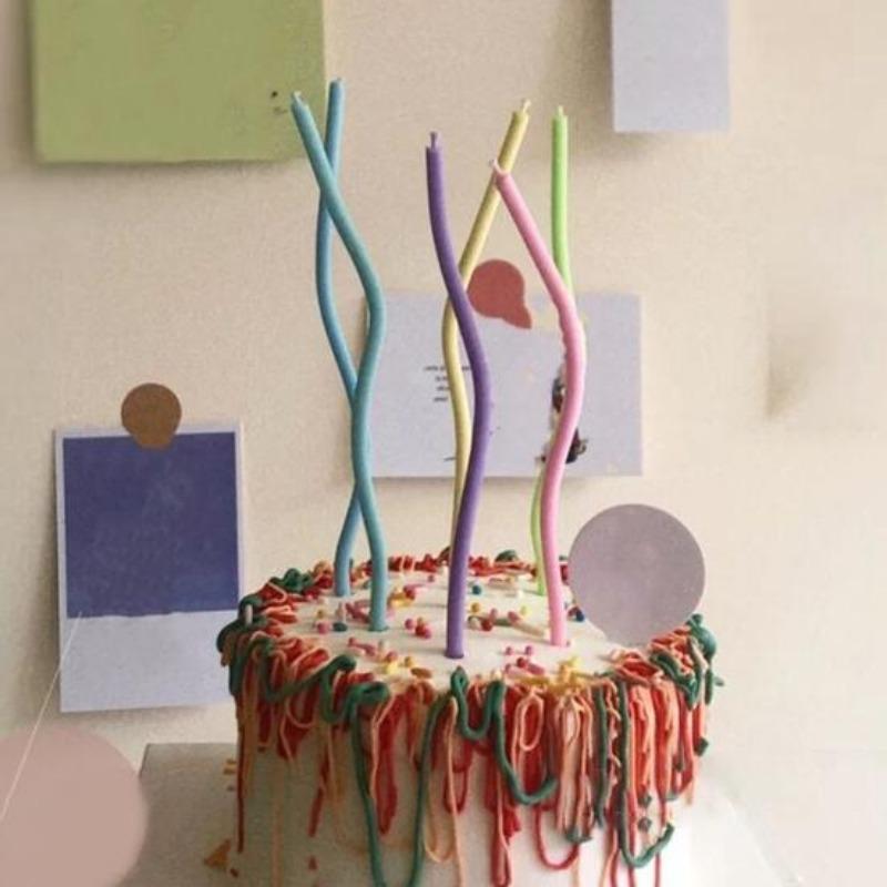 12 Pcs Spiral Candles Inflammable Threaded for Party