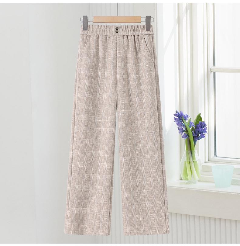 2026 Winter Fashionable High-Waisted Woolen Straight-Leg Pants for Mid-Aged Women: Stylish, Slightly Stretchy, and Casual