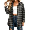 Women's Casual Plaid Long Sleeve Button Down Shirt Collared Blouse