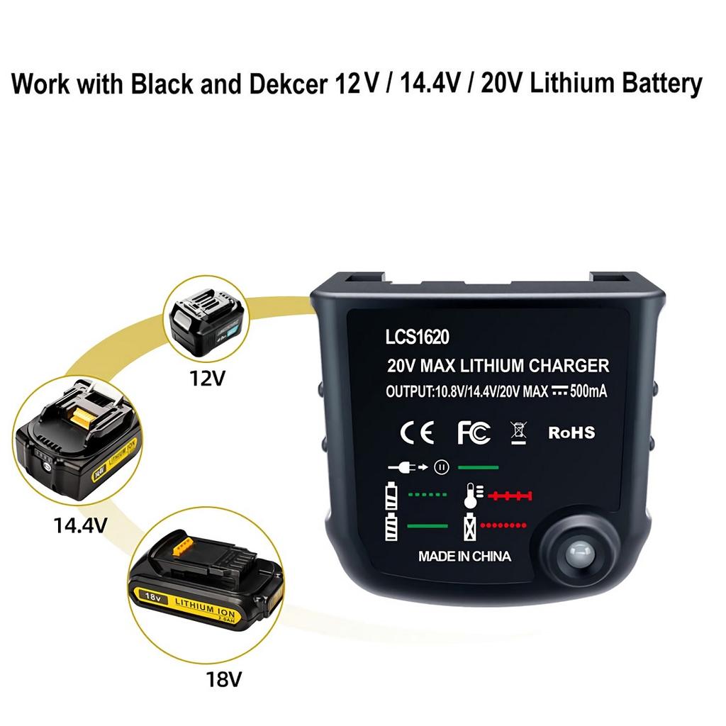 Li-ion Battery Charger for Black&Decker 10.8V 14.4V 18V 20V Serise LBXR20 LB20 Electric Drill Screwdriver Tool Accessory