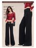 2026 Spring Slim-Fit American Style High-End Floor-Length Suit Pants - Black & White, Mid-Low Waist, Non-Clingy, Slimming Design