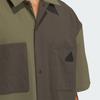 Adidas Colorblock Outdoor Casual Sports Button-Down Short Sleeve Shirt Men Tops Army-Green JI9813