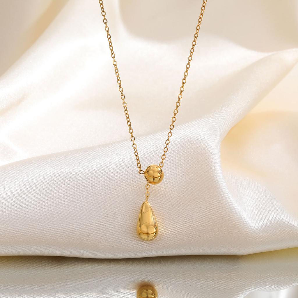 Stainless Steel Flat Cross Chain Water Drop Y-Shaped Necklace Niche Design Sense Collarbone Chain, Jewelry Nc-2030