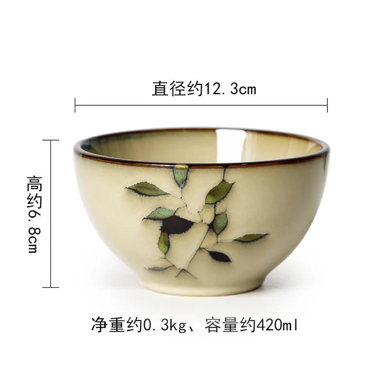 Vintage Japanese Ceramic Bowl Creative Hand-painted Rice Plate Bamboo Leaf Soup Bowl Salad Bowl Underglaze Colored