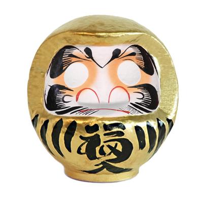 Takasaki Daruma Figur/Objekt, Gold, Größe 3, 12x11x15cm, Versprechen von Reichtum, HKDM-3-GD-11