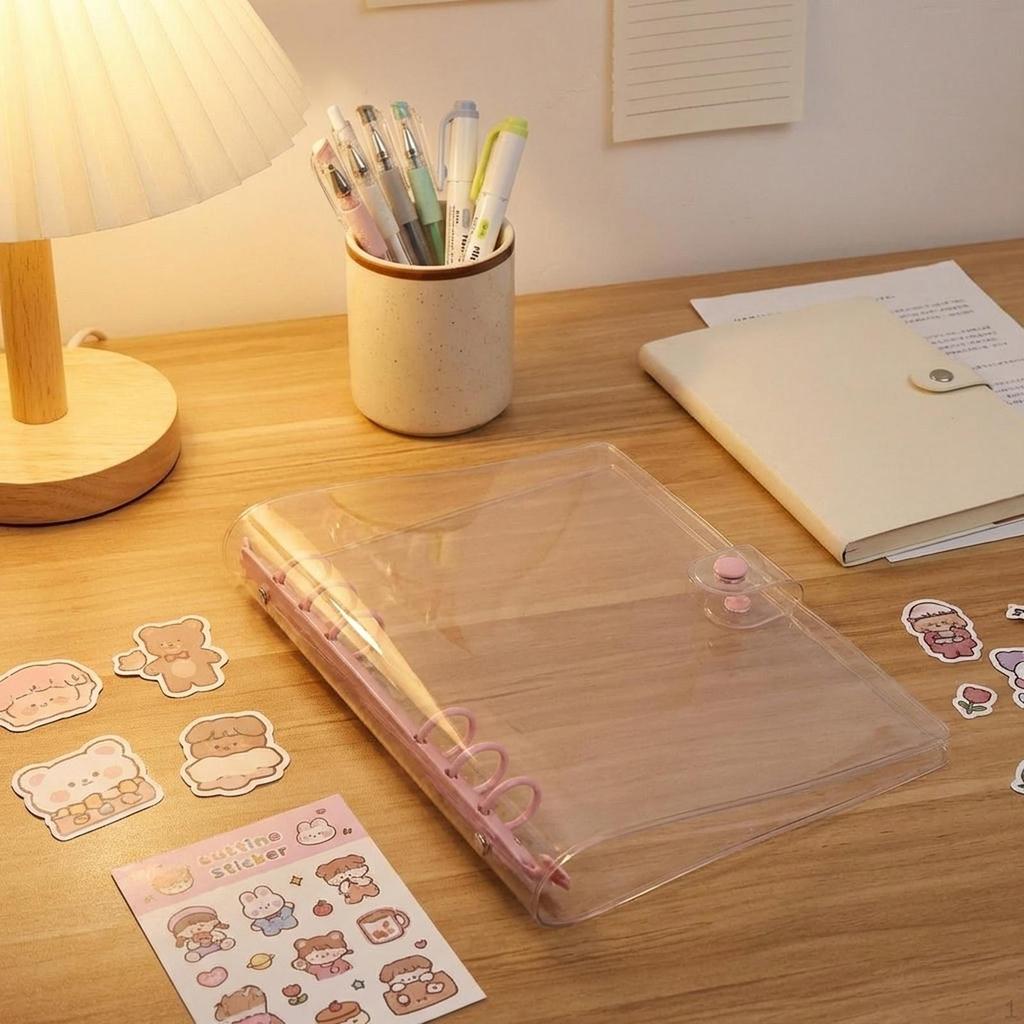 3 Pieces Binder Planner Cover Clear Notebook Sleeve Refillable PVC Protector Organizer Loose Leaf
