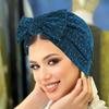 Glänzender Seiden-Turbanhut mit großer Schleife für Damen, modisches Kopftuch mit funkelnden Strassverzierungen