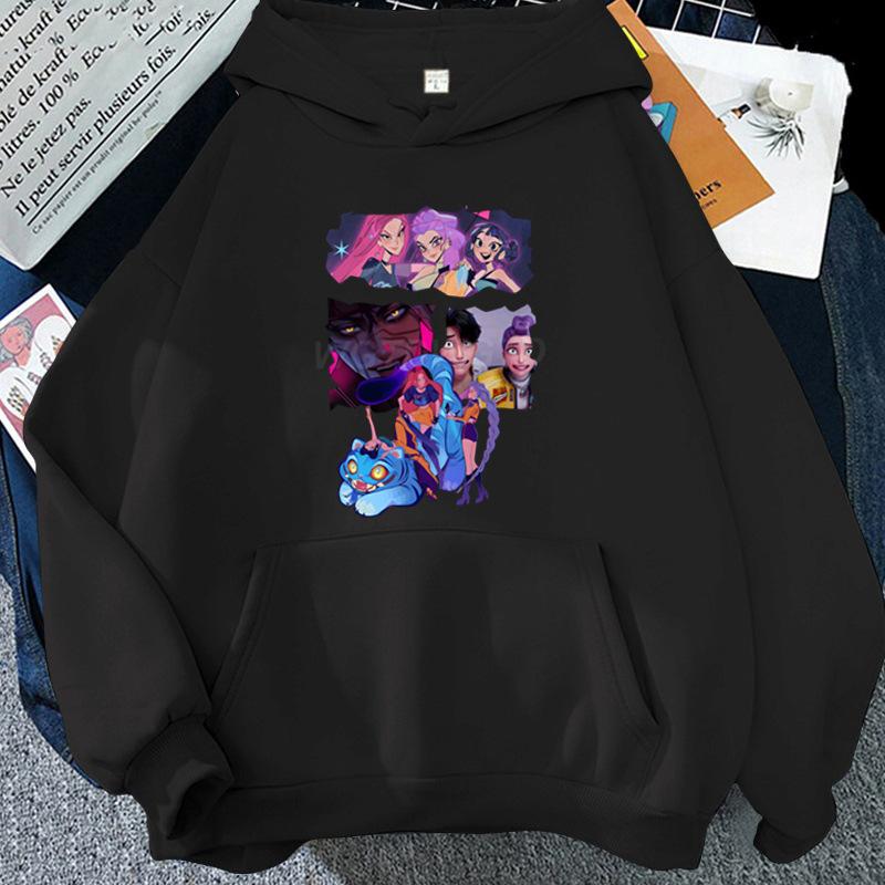 Cartoon Kpop Demon Hunter Printed Hoodie Women Men Hooded Pullover Hip Hop Y2k Fall Winter Long Sleeves Fleece Soft Streetwear