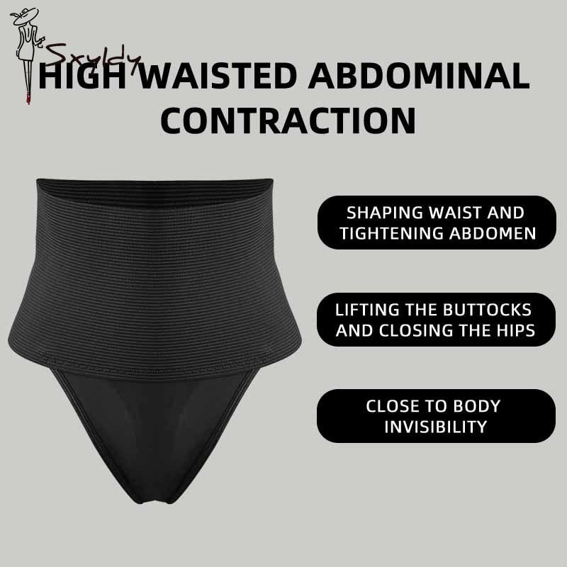 Womens High Waist Control Shaper Thongs Breathable Comfort Elastic Intimates Shapewear Panties Thongs High Waist Flat Belly