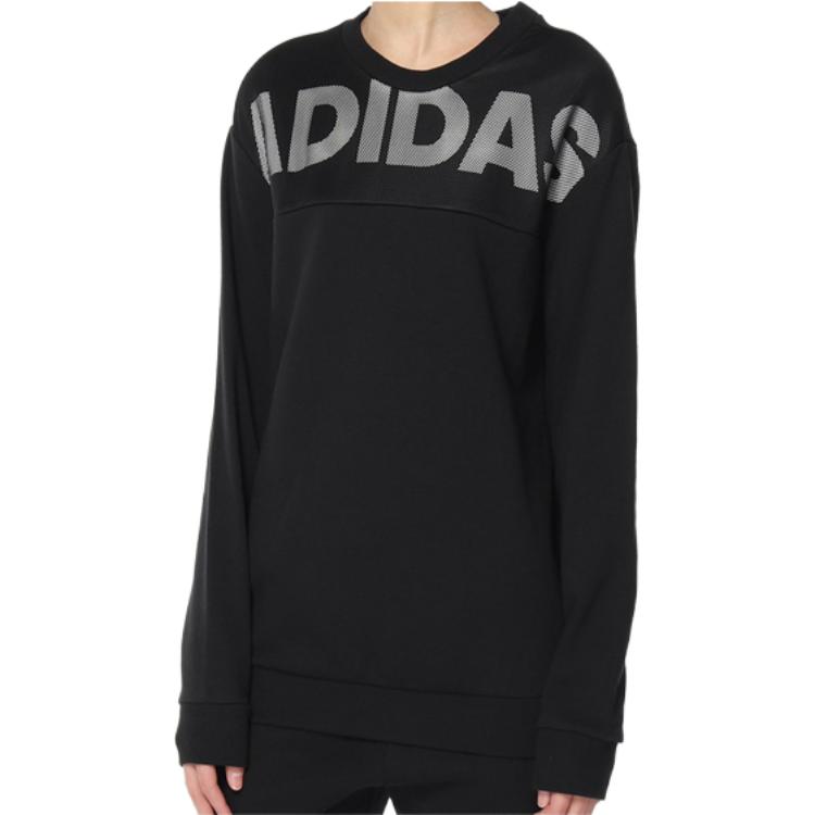 adidas American Letter Print Long Sleeve Sweatshirt Women Sweatshirt Black DT2382