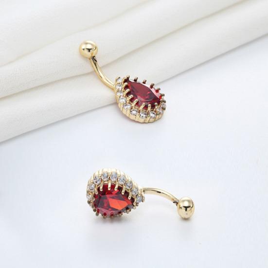 Women Water Drop Rhinestone Barbell Belly Button Navel Ring Piercing Jewelry