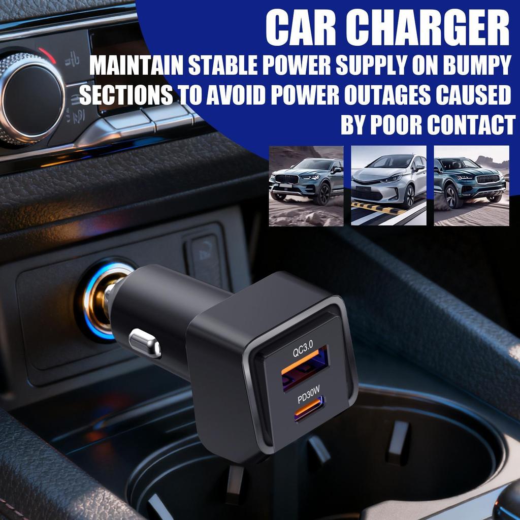 Phone Charger For Car 2-Port USB C Adapter For Phone Tablet Charging Adapter For Travel Automotive Truck RV SUV Van Sedan