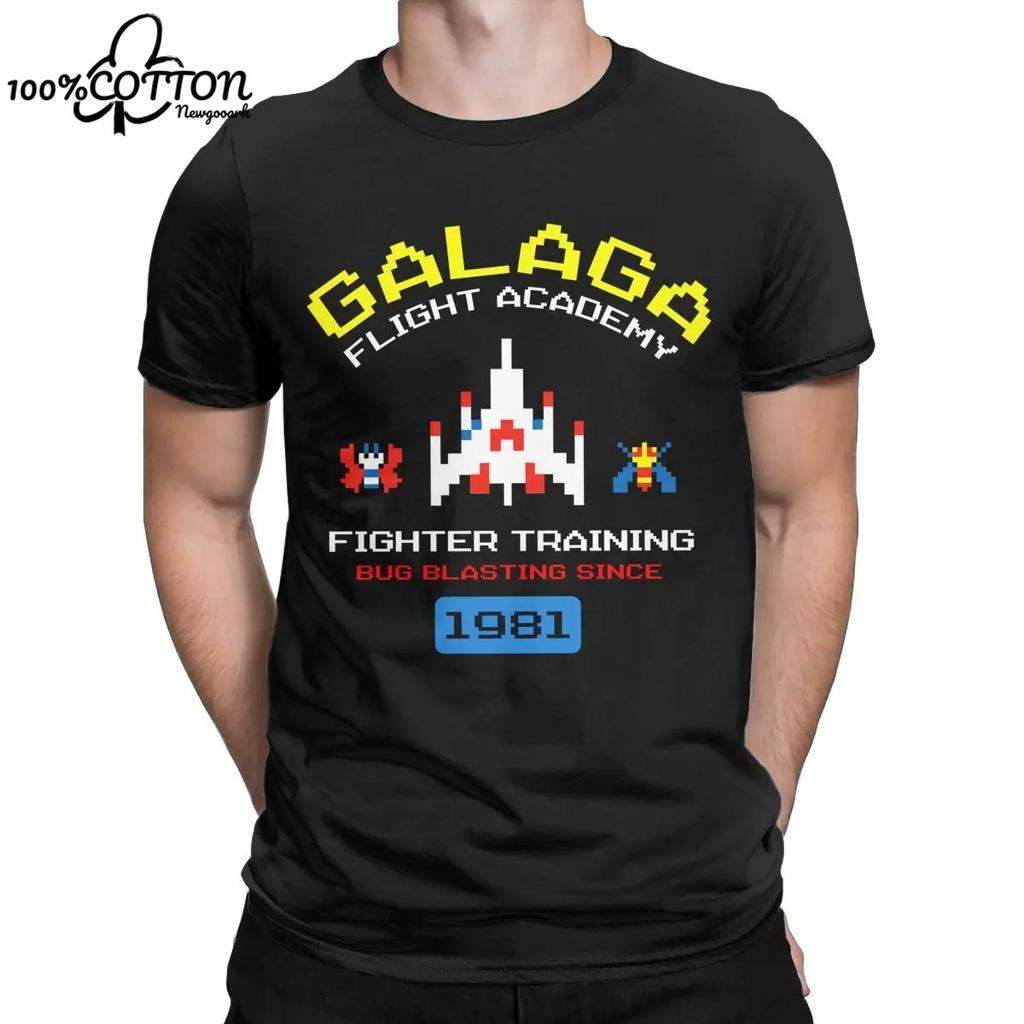 LE Cool Arcade Galaga Video Game Retro Vintage 80s Invader Space Gaming Alien T Shirt for Men 100% Cotton