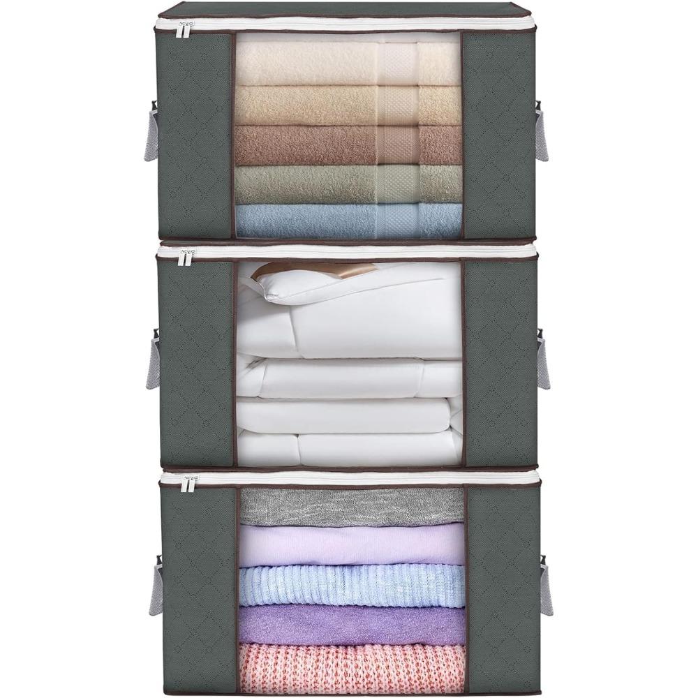 Large Storage Bags,  Clothes Storage Bins Foldable Closet Organizers Storage Containers for Clothing Blanket Comforters Bed Sheets Pillows and Toys
