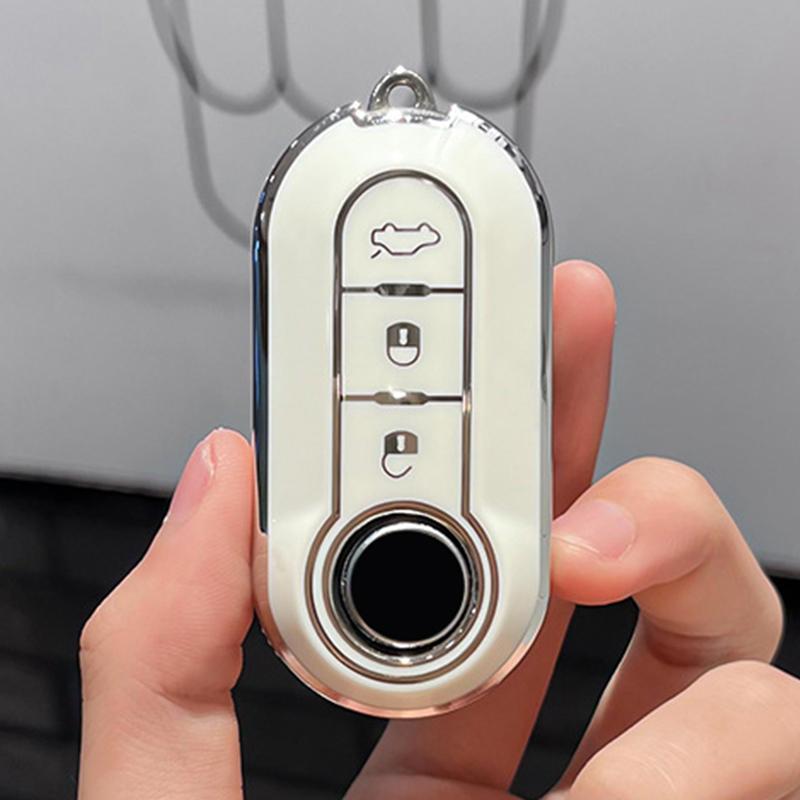 Tpu Remote Key Shell Case For Fiat 500 Panda Punto Bravo Tpu Car Key Cover 3 Buttons Flip Folding Key Cover Key Chains Set