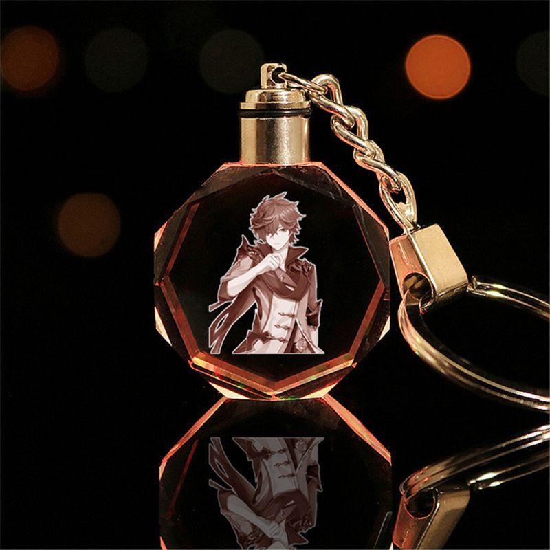 Elegant Genshin Impact Crystal Keychain With Stunning Led Colorful Light For All Occasions