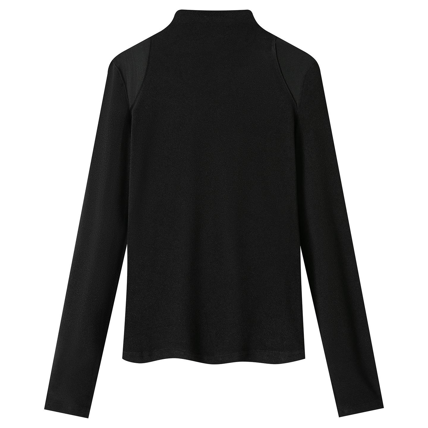 

Cotton Cocoon Off-Shoulder Half-High Neck Slim Long-Sleeve Top for Women - 2026 Spring/Autumn Collection Large чёрный