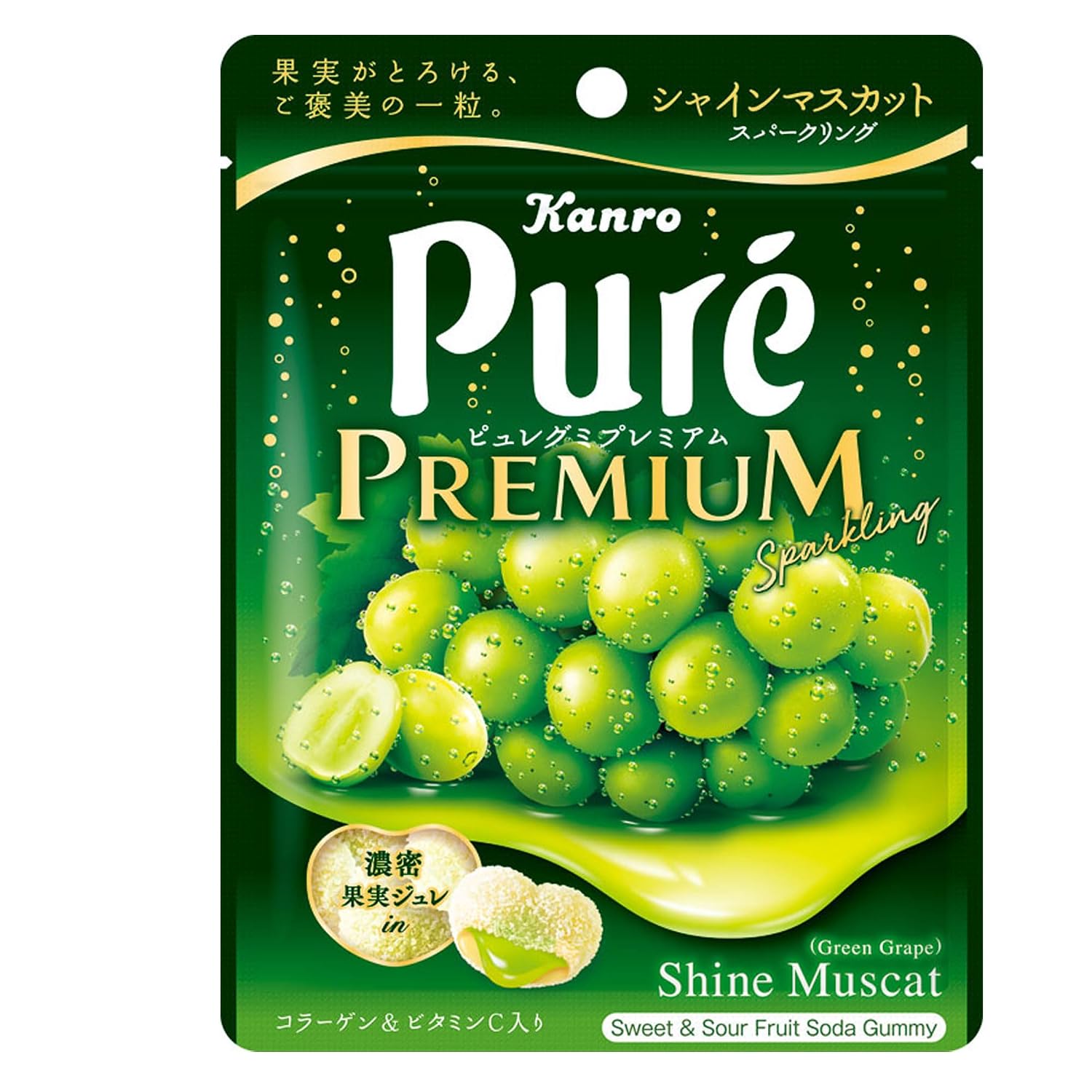 Kanro Pure Gummy Premium Shine Muscat Sparkling 54g