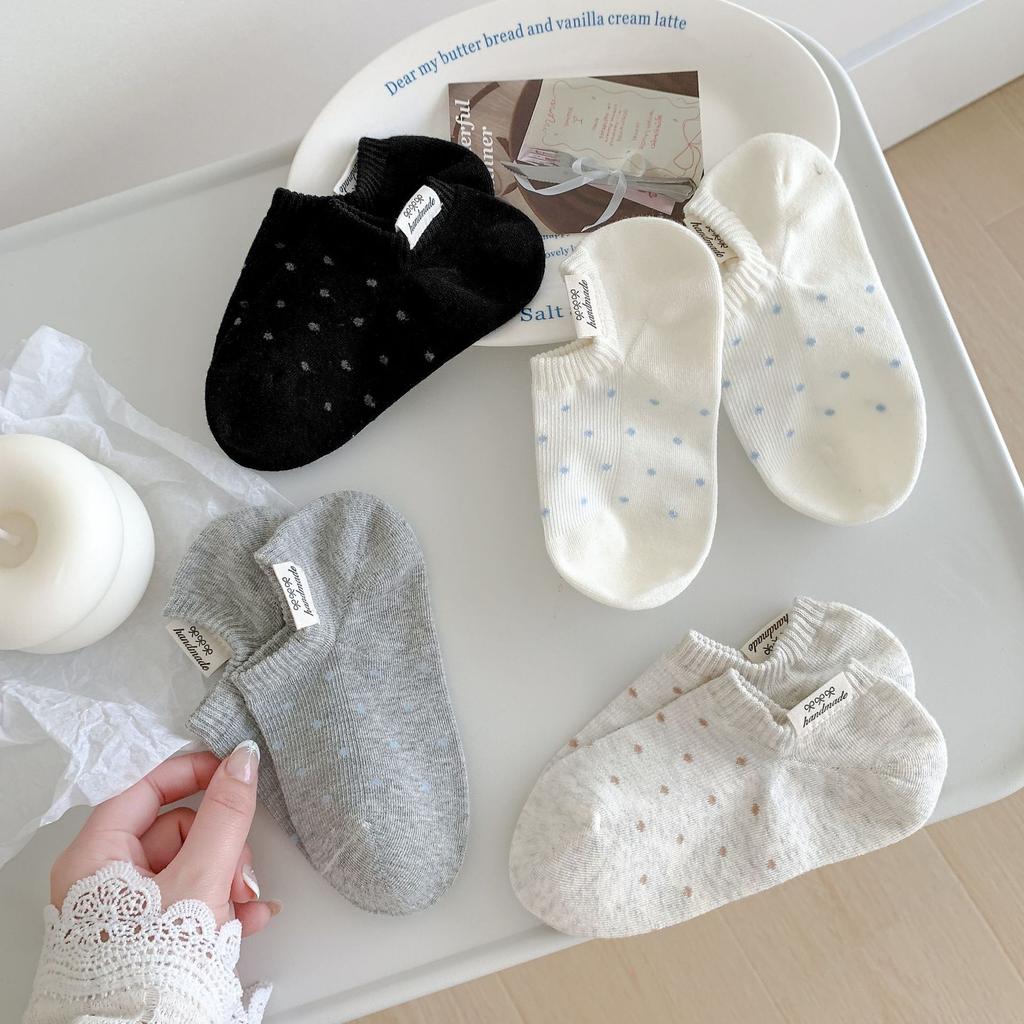 Socks Women'S Polka Dot Boat Socks Summer Thin Trend Women'S Socks Polka Dot Non-Slip Invisible Socks Shallow Socks
