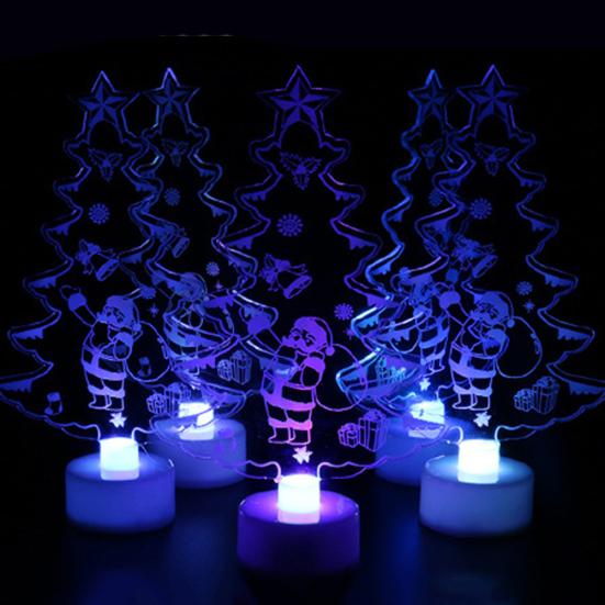 Santa E-iffel Towers LED Acrylic Colorful Light Plate Table Lamp Christmas Decor