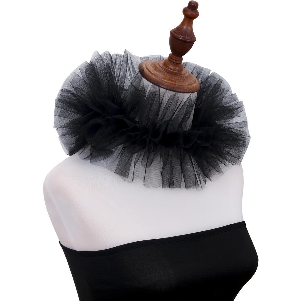 Ladies' Retro Net Tulle Puff Sleeve Fake Collar Dramatic Role Accessory Courtly Ruffle Necklace