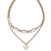 Ins style pearl heart pendant necklace for women's fashion trend, multi-layer collarbone chain for women
