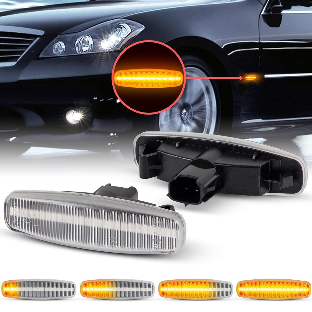 GemPro Y51 Fuga Y50 Side Marker Skyline V36 Y51 Cima Murano Z51 Skyline Crossover J50 Pathfinder R52 Infiniti Compatible with Nissan Clear Flowing
