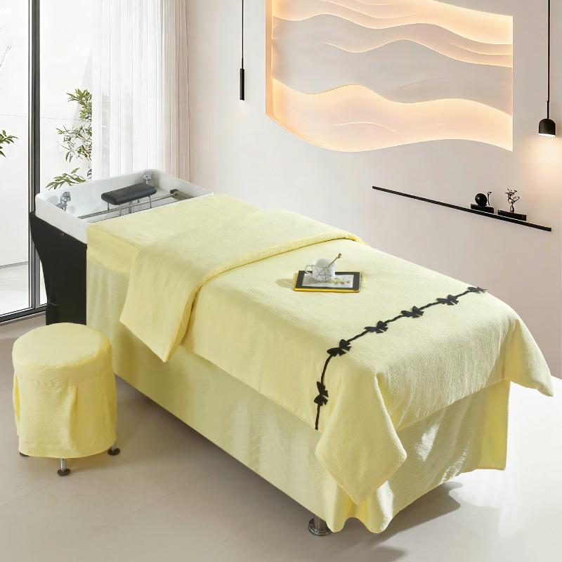 70x150cm 3-Piece Set Summer Lightweight Bubble Gauze Massage Bed Cover for Thai Shampoo Bed Head Therapy Bed Linen
