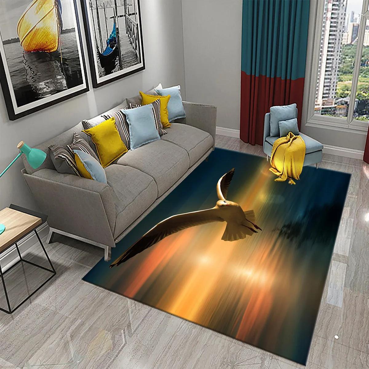 

3D Ковер Чайка Милые Коврики с Морскими Птицами для Кухни Ванной Нескользящий Придверный Коврик Декор для Гостиной Спальни Входа Напольные Ковры 40x60cm