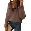 Women S Knit Long Sleeve Pullover Sweater With Buttons Ruffles