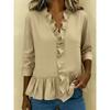 2026 Summer New Women's Solid Color Ruffle T-Shirt, Casual Three-Quarter Sleeve Blouse for Women