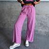 Women's Fashion Casual Plaid Print High Waist Trousers Pants & Capris