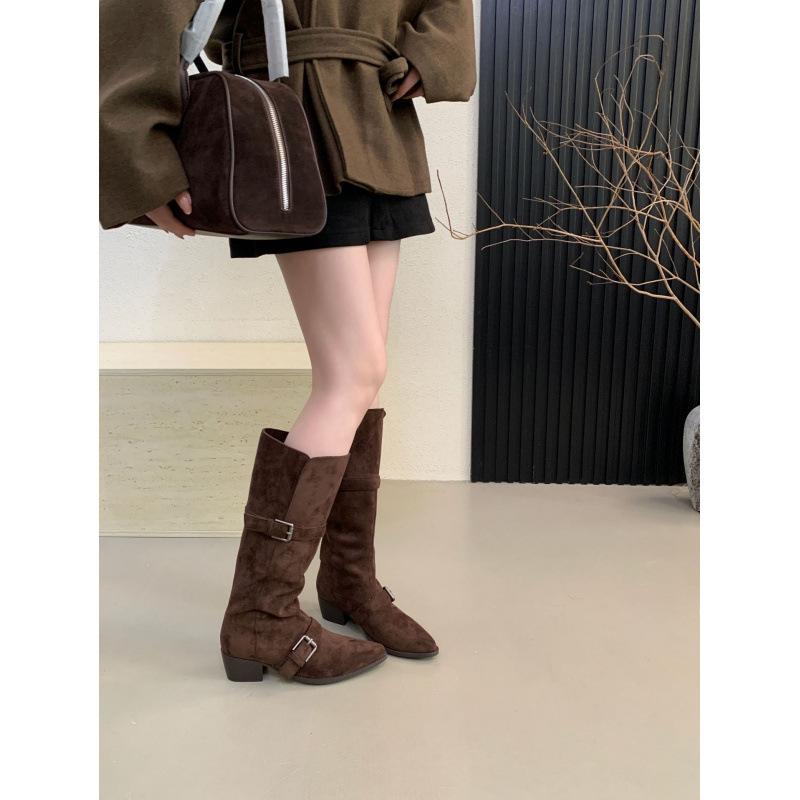 

Французские сапоги женские шпильки зимние с пальто высокие сапоги 2025 новые сапоги майяр рыцарские сапоги 39 коричневый