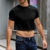 Top da uomo casual da spiaggia a mezza manica con scollo rotondo
