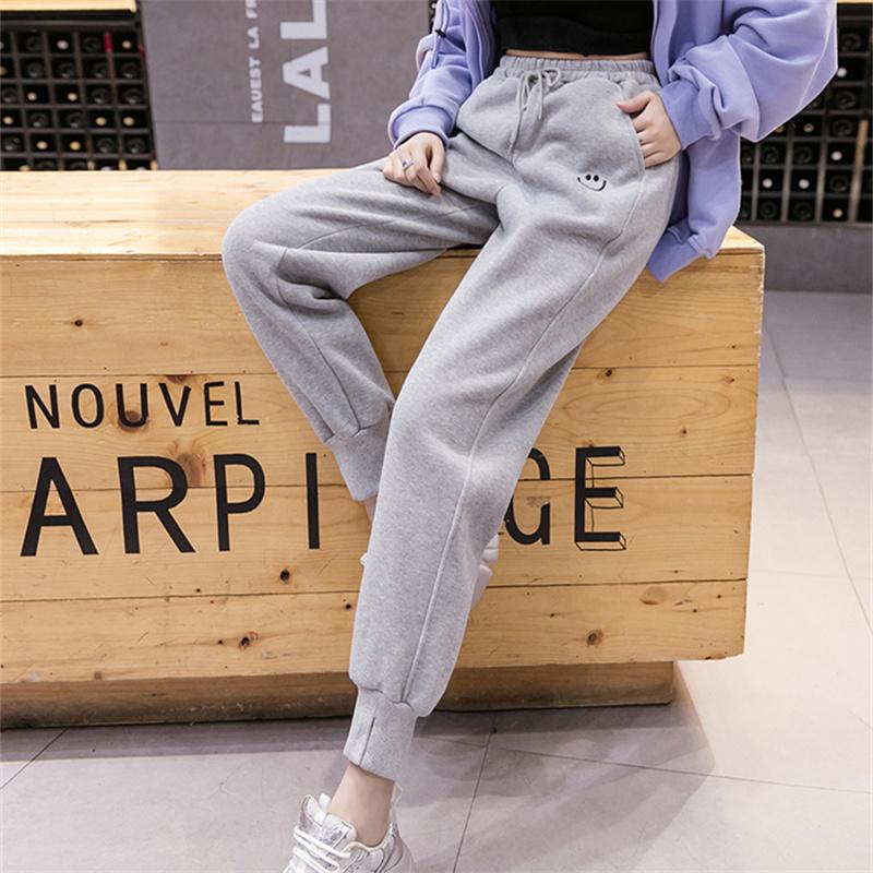 2022 Autumn Winter Thick Warm Elastic Waist Loose Women Sweatpants Trousers Solid Casual Harem Pantalones Streetwear Sport Pants