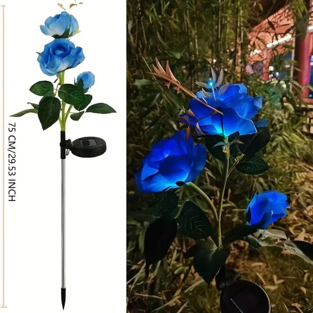 Plug-in Rose LED Solar Light Simulation Flower Waterproof Outdoor Solar Garden Light Swaying Decoration Solar Flower Lamp Patio