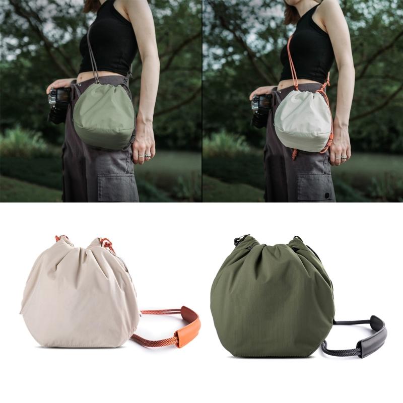 Camera Bag Camera Case Drawstring Soft Camera Bag with Adjustable Strap Vintage DSLR Lens Case Gadget for Travel