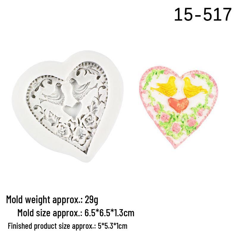 Peace Dove Chocolate Fondant Cake Decoration - Heart Dove Little Bird Clay Epoxy Resin Silicone