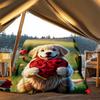 1pc Golden Retriever Roses Heart Outdoor Flannel Blanket, Cozy & Warm Soft Te Playful Design, Napping Camping,