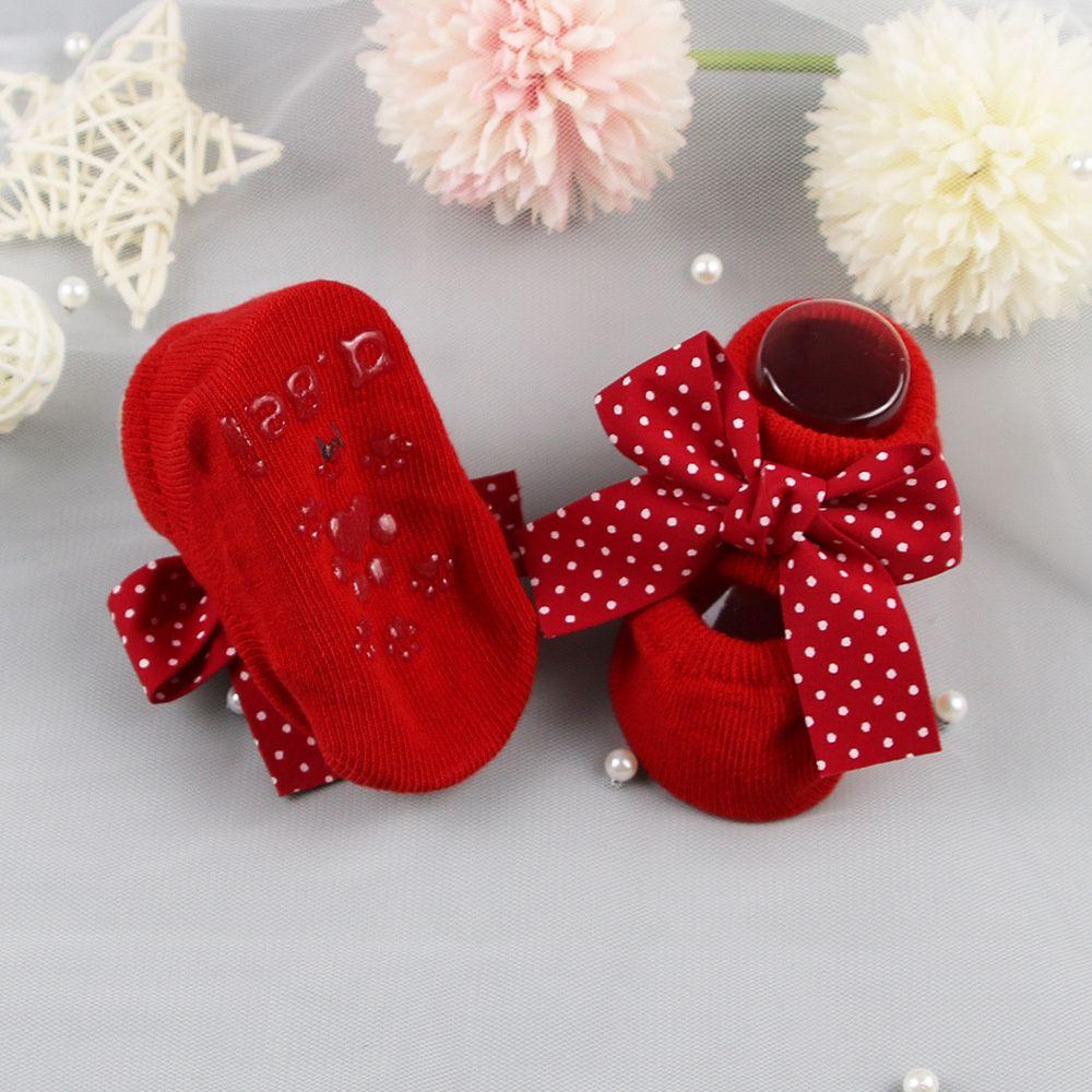 Cotton Red Newborn Baby Girl Socks Socks Headband Set Infant Anti Slip Socks Toddler Floor Socks