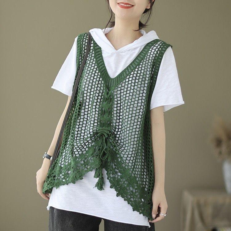 Nová dutá vesta Volná Retro Vnější Ležérní Všestranná Vesta se stahovací šňůrkou Zahraniční Všestranný Model