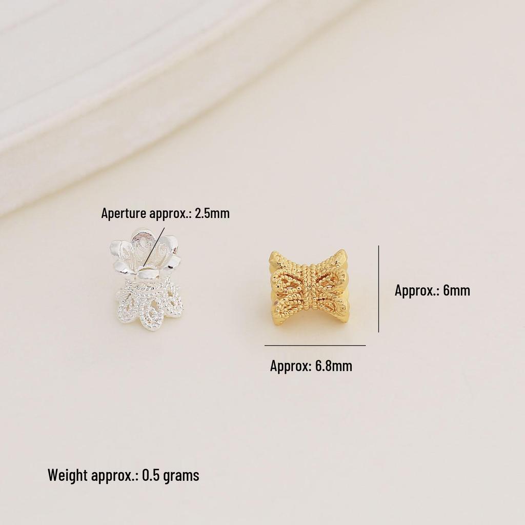 18k Gold-Filled Color-Preserving Hollow Waist Flower Spacer Beads for DIY Double-Sided Crystal Bracelet Jewelry