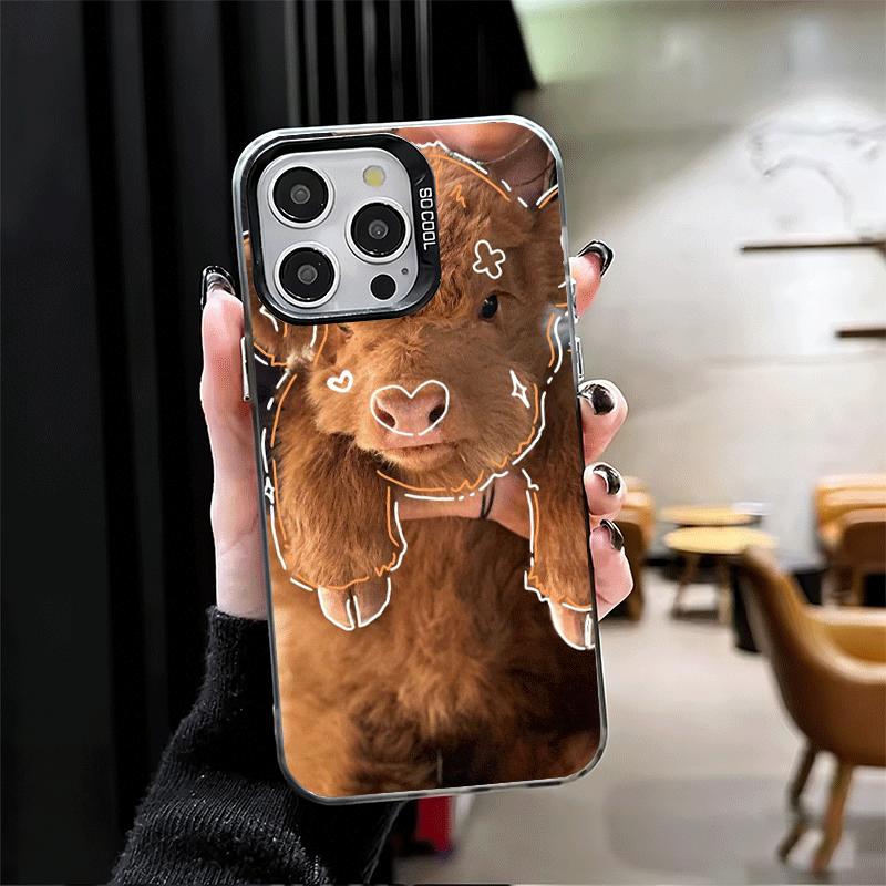Cute Highland Cow Shockproof Phone Case for iPhone 17 Air 16 16E 15 Pro Max 14 Plus 13 Mini 12 Back Cover Anti Fall Fundas