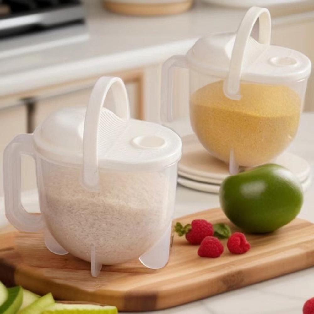 Rice Strainer with Handle  Rice Wash Strainer Bowl with Lid Convenient Multifunctional Kitchen Items for Grain Beans