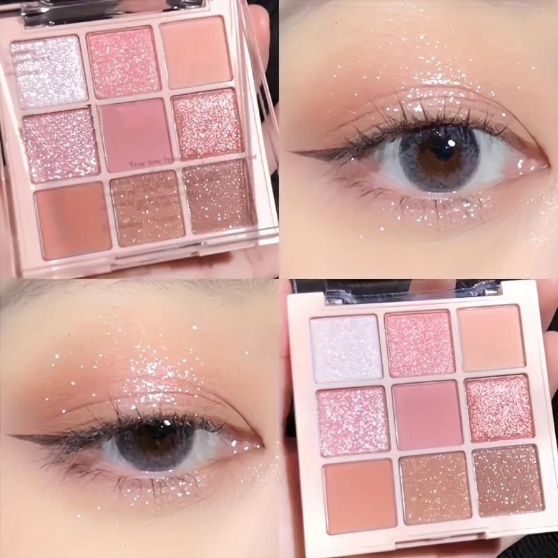 Palette a Rotolo Occhi Ombretto Fiore di Ciliegio, Tonalità Lucide a Lunga Tenuta, Ombre da Rosa Pastello a Marrone, Effetto Scintillante, Ombretto con Finitura Opaca