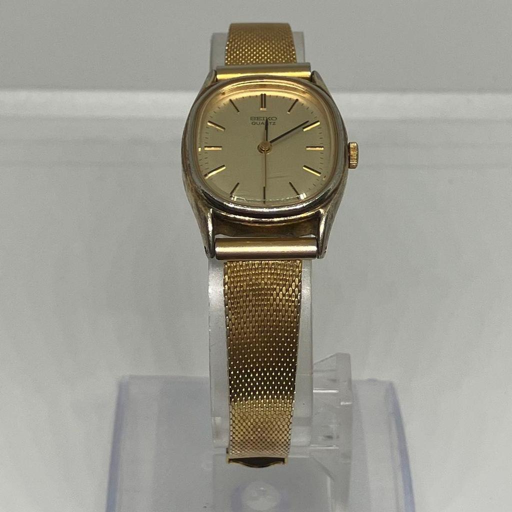 Used Excellent Condition, Working SEIKO Quartz Ladies Watch, Gold Dial, Mesh Band 1421-5690